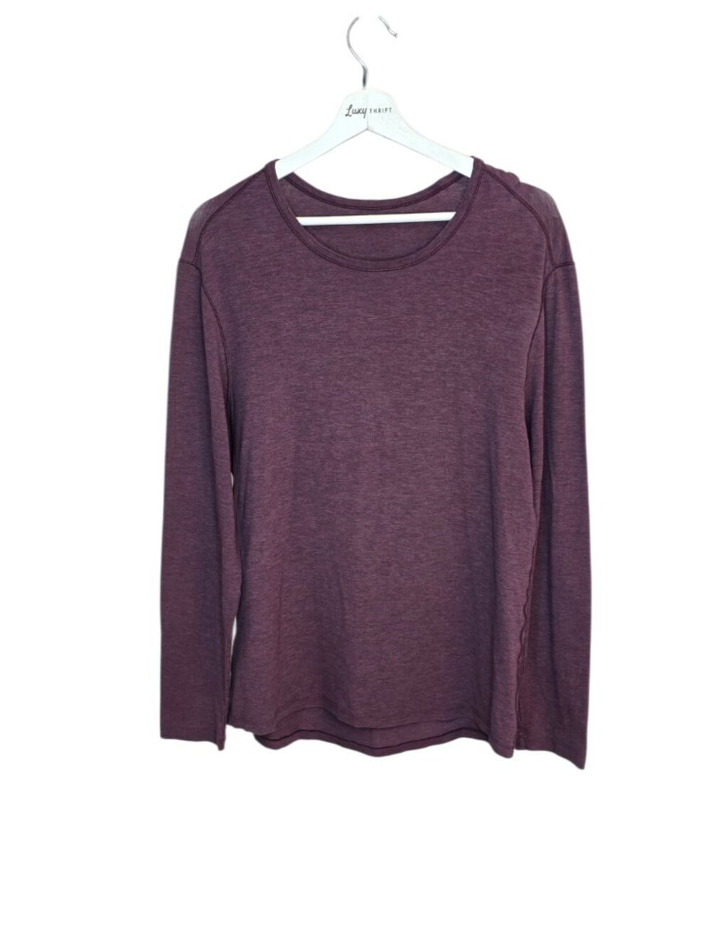 Lululemon Mens Long Sleeve Shirt, Heathered Burgundy, Pullover, Size M